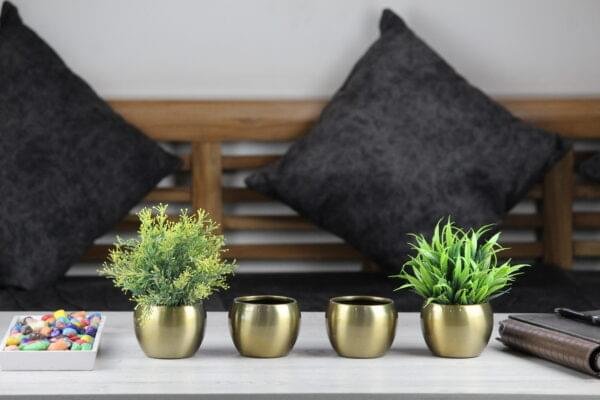 Gold-Toned Metal pots Set of 4